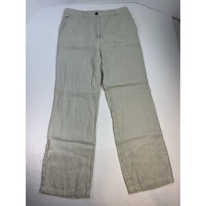 Quaker Marine Supply Pants Women's 10 Wide Leg High Rise Beige Linen 30x29